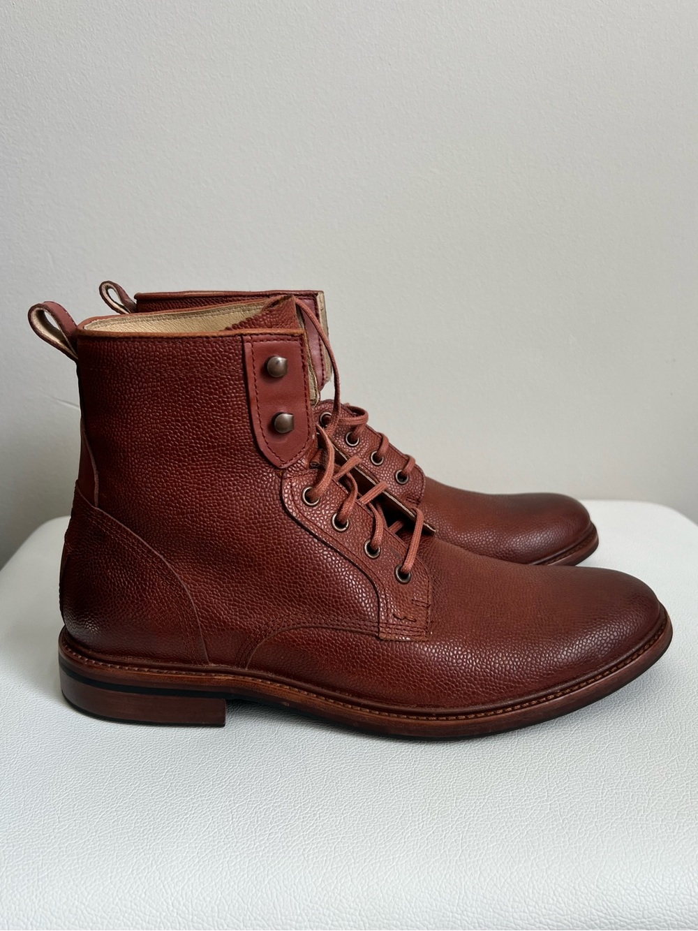 UGG Men's Chestnut Brown Lace-Up Leather Work Boots Size 11